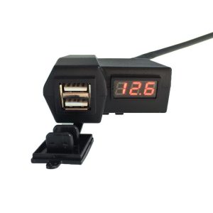 Priza Încărcare Telefon Moto Ghidon USB Fast Voltmetru Tensiune