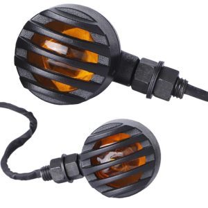 Semnalizari Moto Negru Chopper Bobber Cafe Racer Custom Grilaj Metal