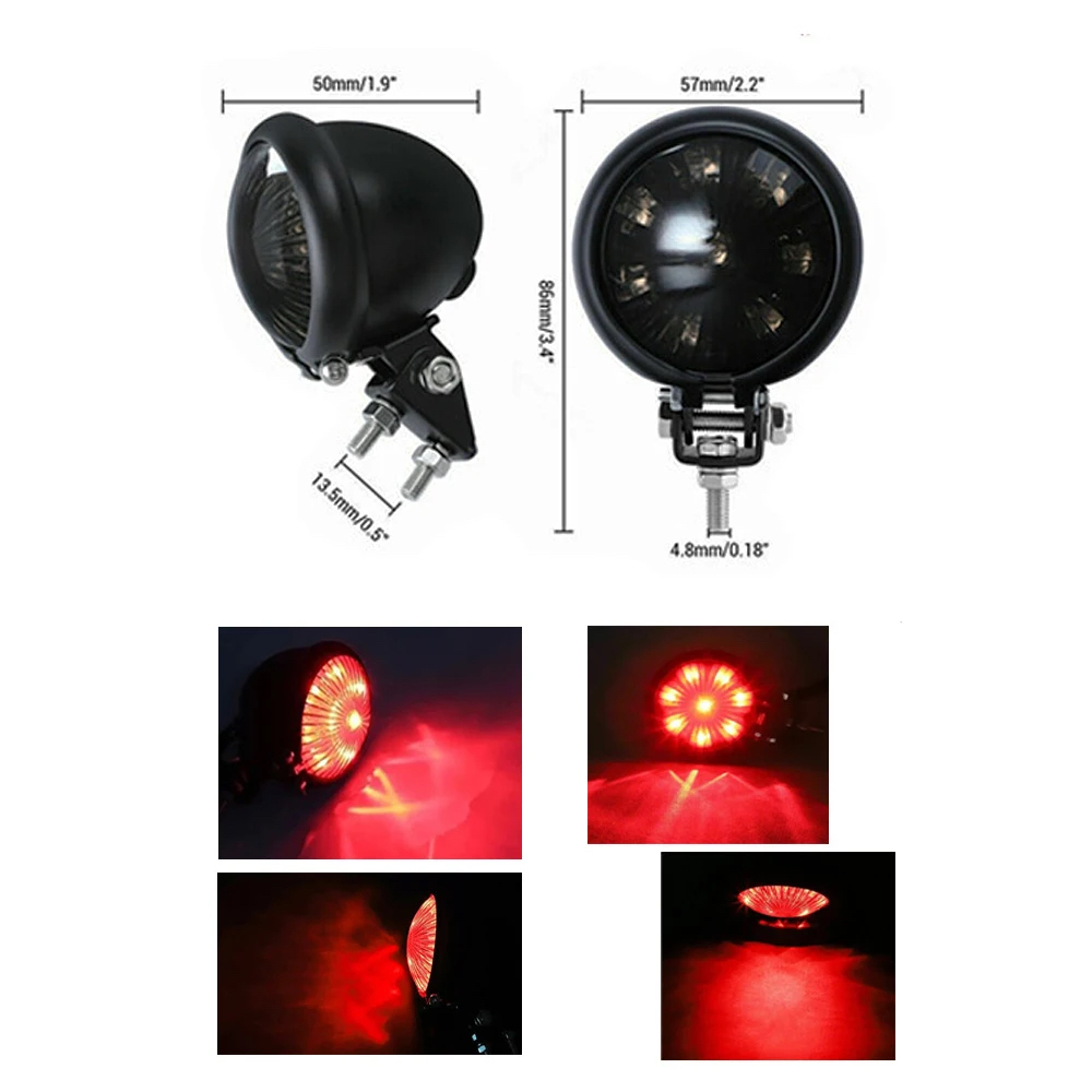 Stop Spate Moto Cafe Racer Chopper Bobber Cruiser Negru retro LED 12v lumini frana A964 - imagine 2